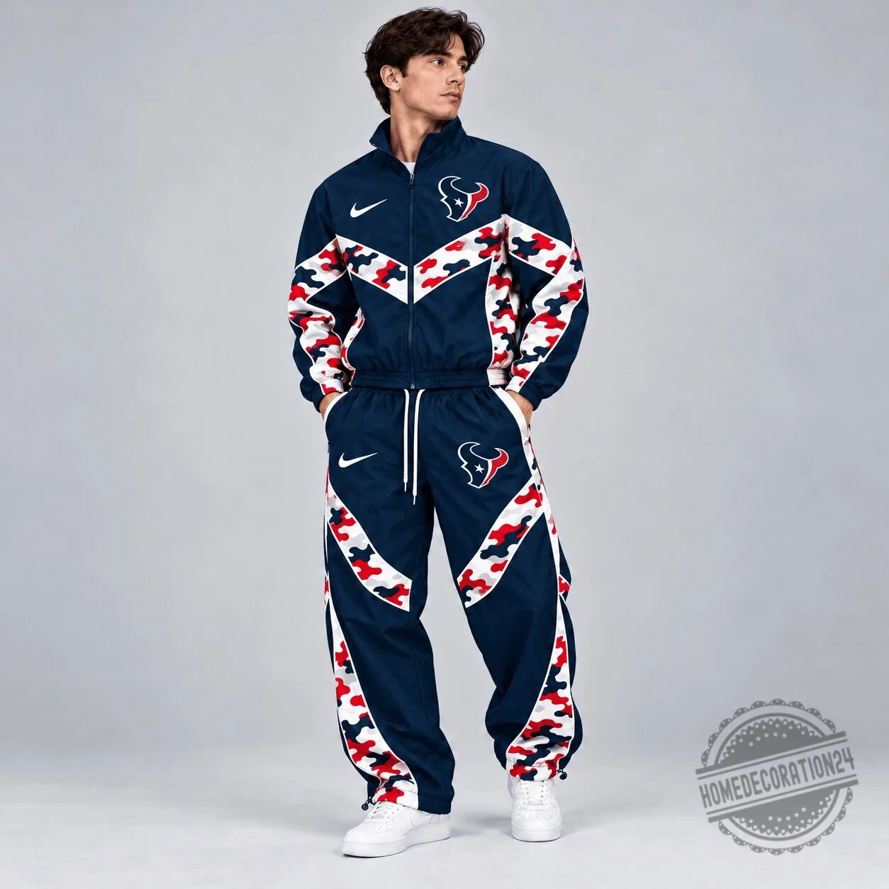 Full Zip Jacket in Camouflage Colorblock for Houston Texans Tracksuit