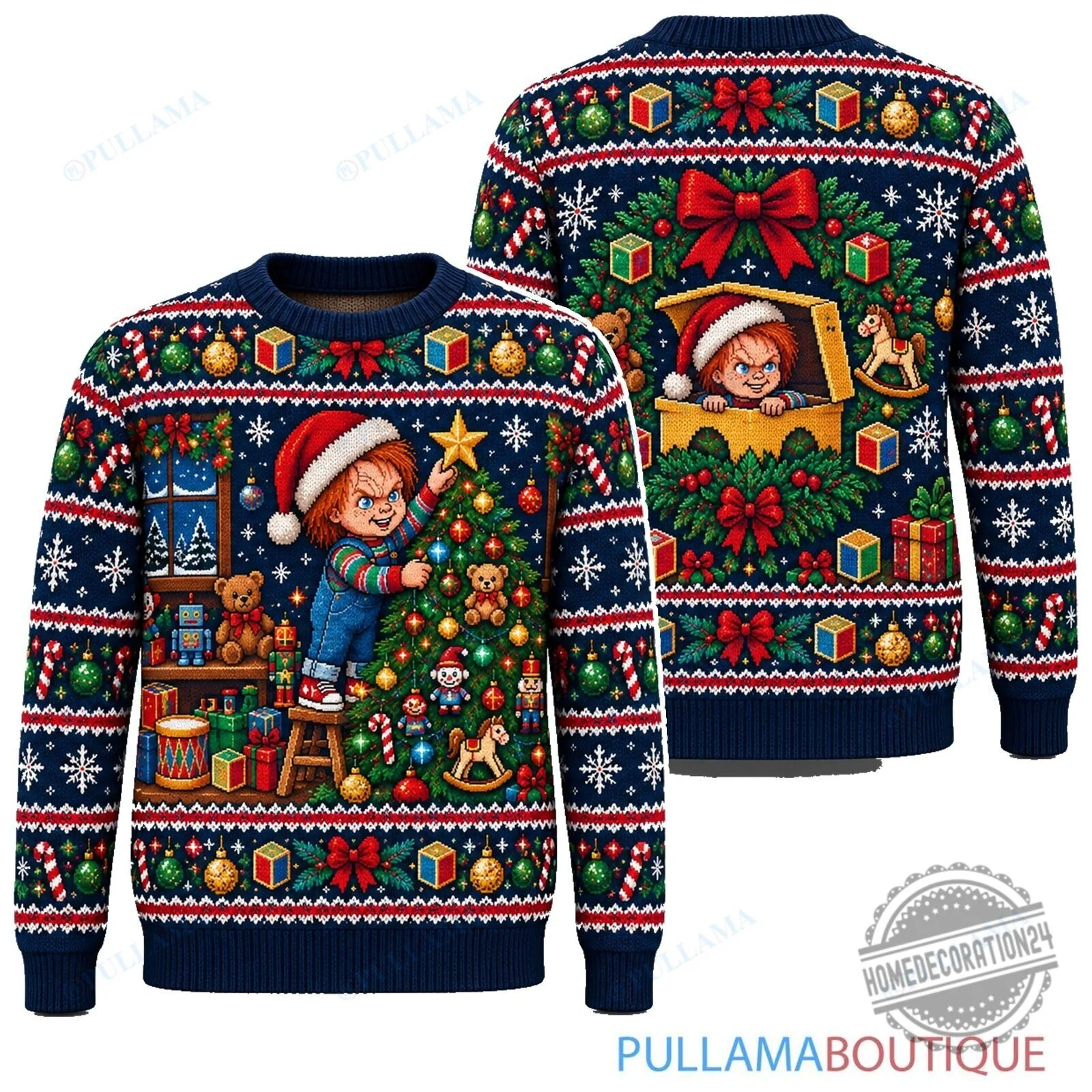 Chucky Christmas Tree Decorating Holiday Ugly Christmas Sweater