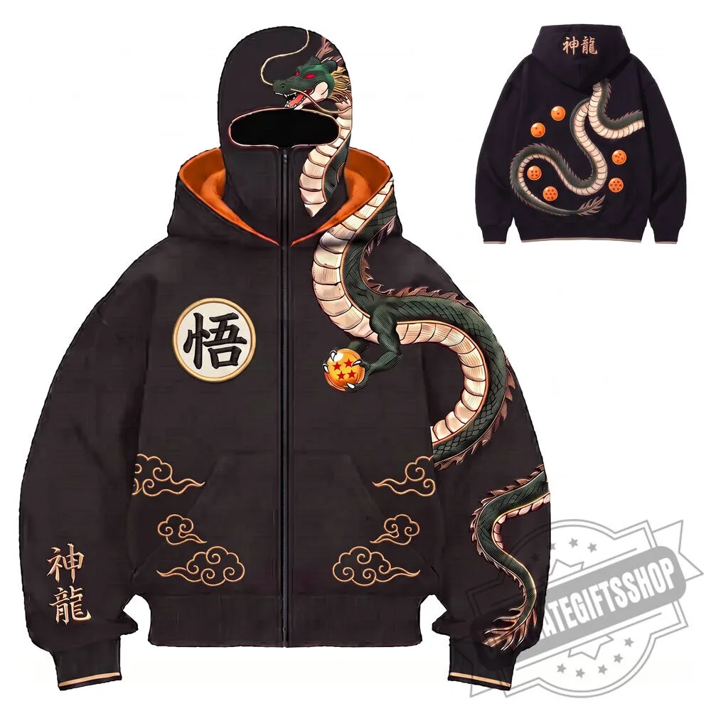 Dragon Ball Shenron Brown Balaclava Full-Zip Mask Hoodie 5 Dragon Ball Shenron Brown Balaclava Full-Zip Mask Hoodie