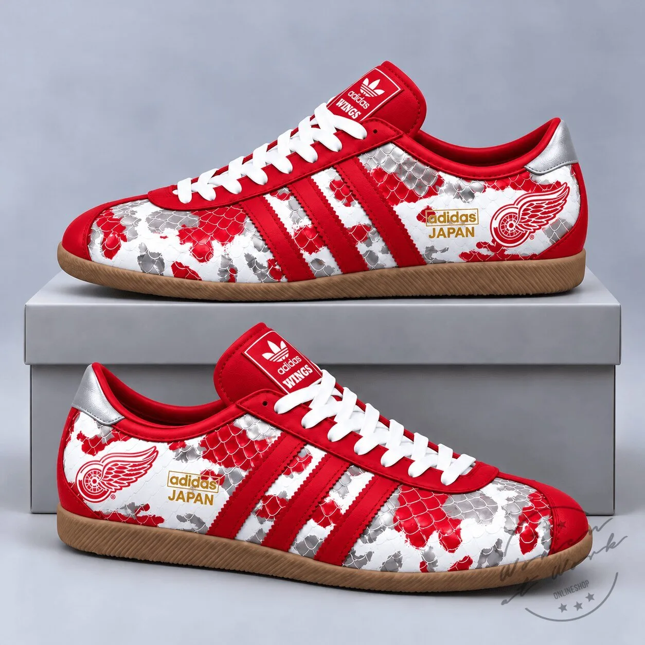 Detroit Red Wings Ice Camo Pattern Low Top Sneakers with Classic Gum Sole 1 Detroit Red Wings Ice Camo Pattern Low Top Sneakers with Classic Gum Sole