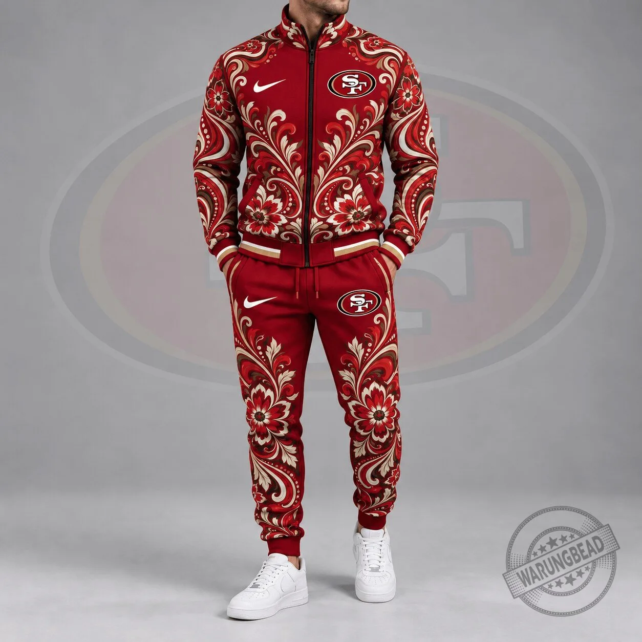 San Francisco 49ers Floral Paisley Full-Zip Jacket and Jogger Pants Tracksuit Set