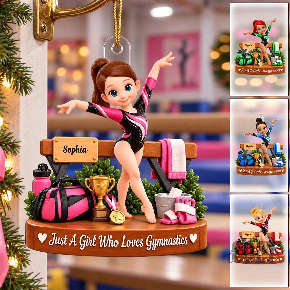Custom Christmas Tree Ornament for a Girl Who Loves Gymnastics
