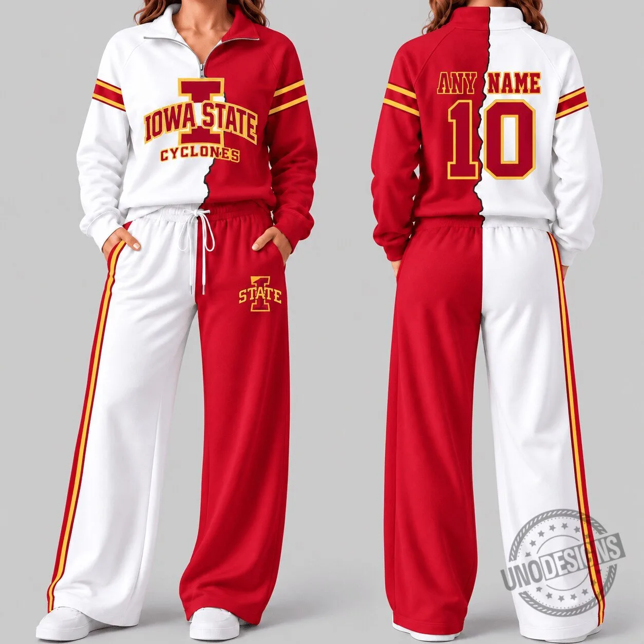 Iowa State Cyclones Women's Split Color Quarter Zip Tracksuit Hoodie