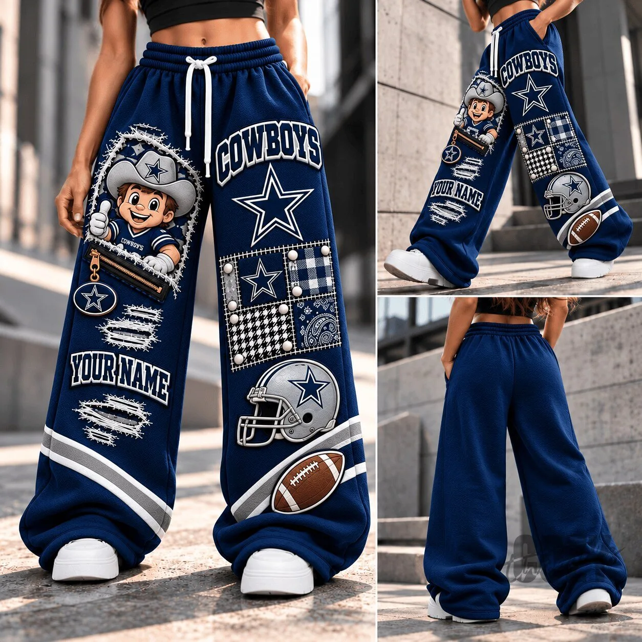 Dallas Cowboys NFL Personalized Wide Leg Sweatpants for Women 1 Dallas Cowboys NFL Personalized Wide Leg Sweatpants for Women