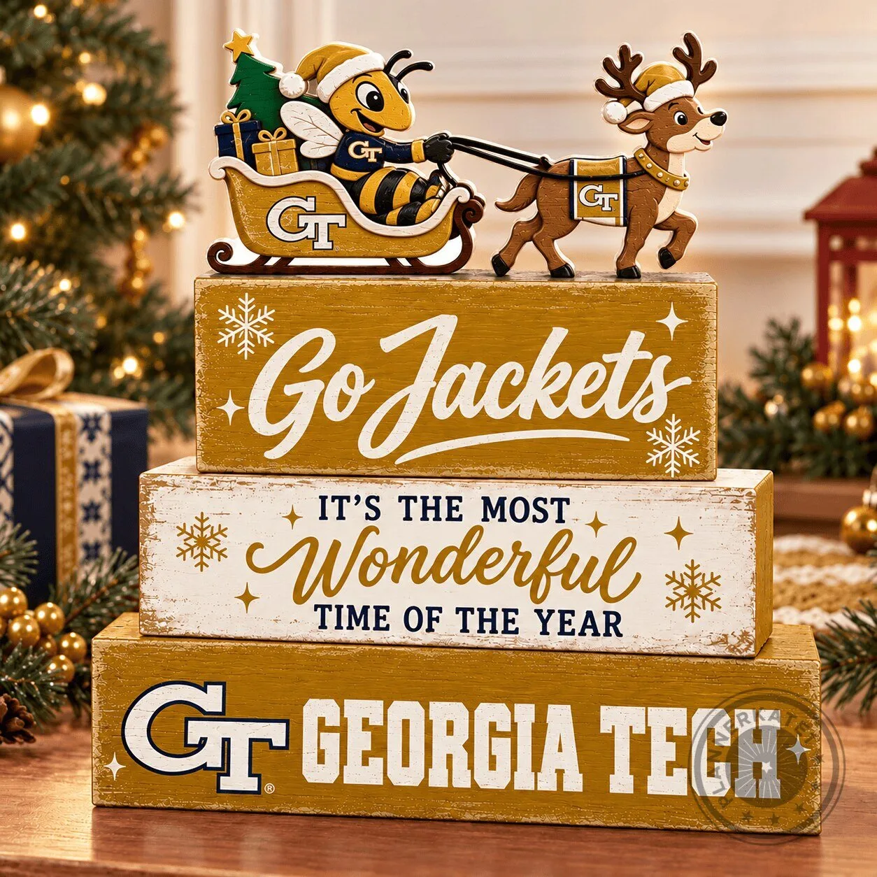 Georgia Tech Yellow Jackets Christmas Go Jackets Wonderful Time of Year Wooden Sign