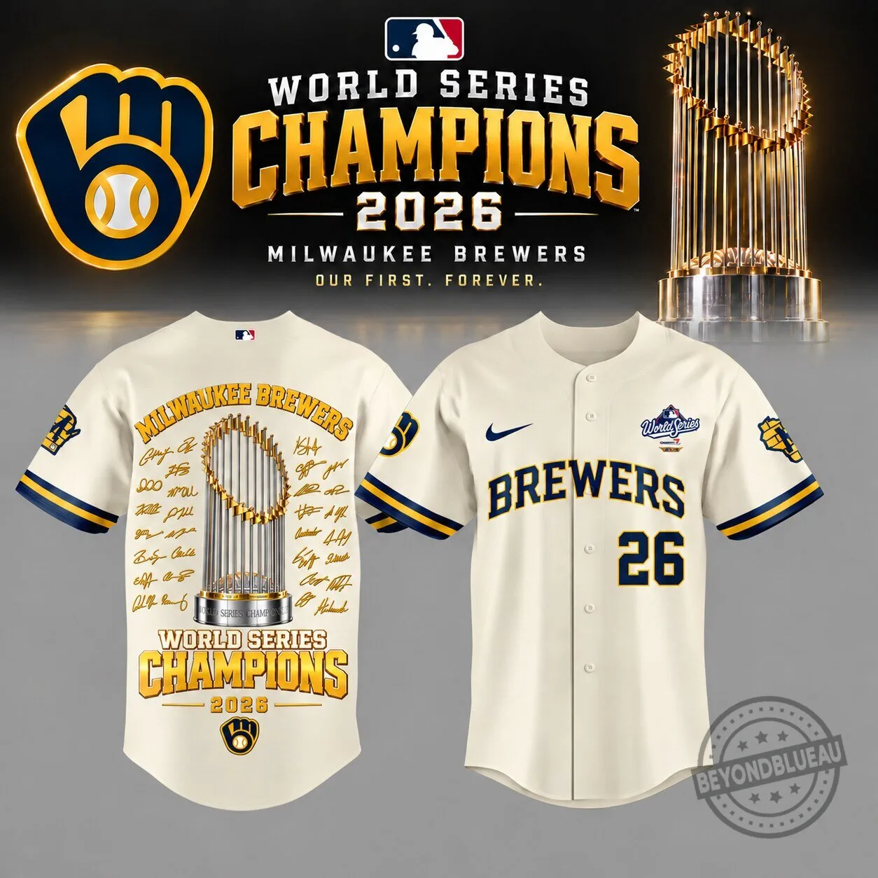 2026 World Series Champions Jersey - Milwaukee Brewers Official Baseball Apparel 1 2026 World Series Champions Jersey - Milwaukee Brewers Official Baseball Apparel