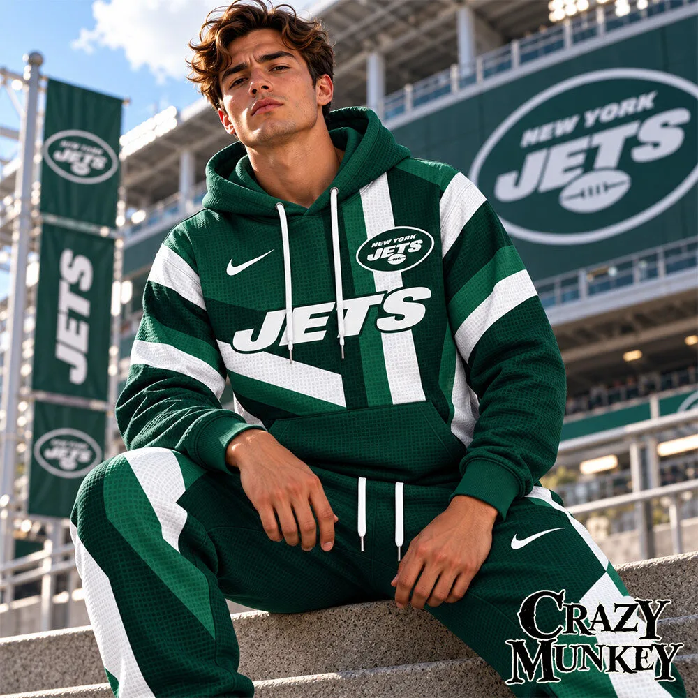 New York Jets NFL Football Waffle Hoodie Sweatpants Set | Apparel