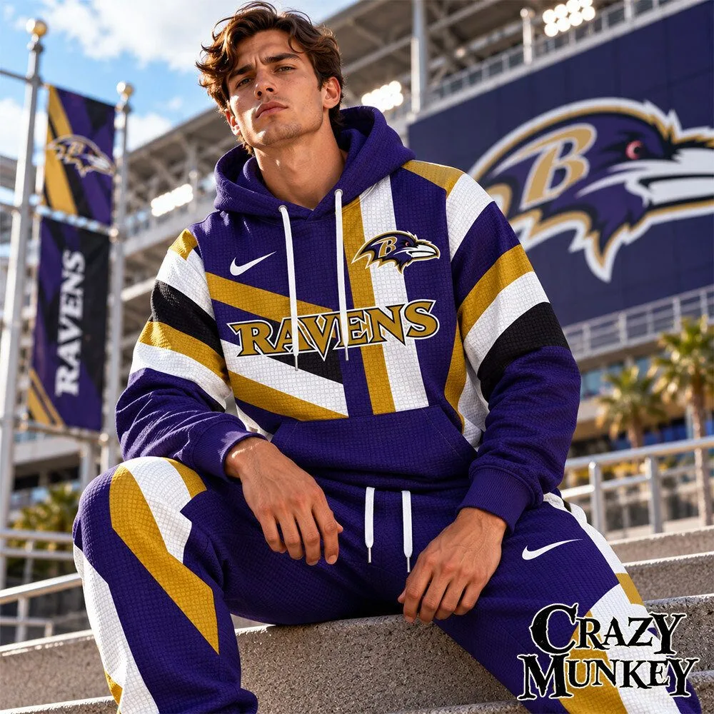 Baltimore Ravens NFL Football Waffle Hoodie Sweatpants Set | Apparel