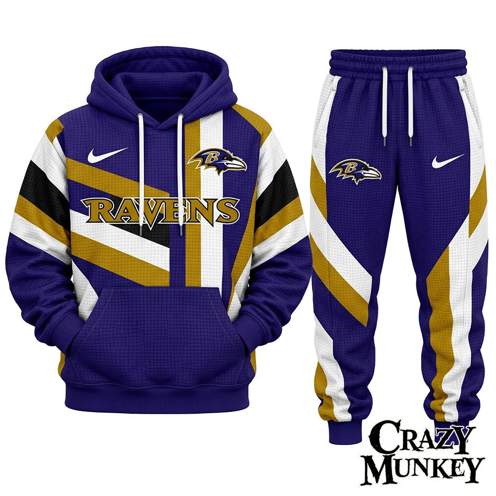 Baltimore Ravens NFL Football Waffle Hoodie Sweatpants Set | Apparel 3 Baltimore Ravens NFL Football Waffle Hoodie Sweatpants Set | Apparel