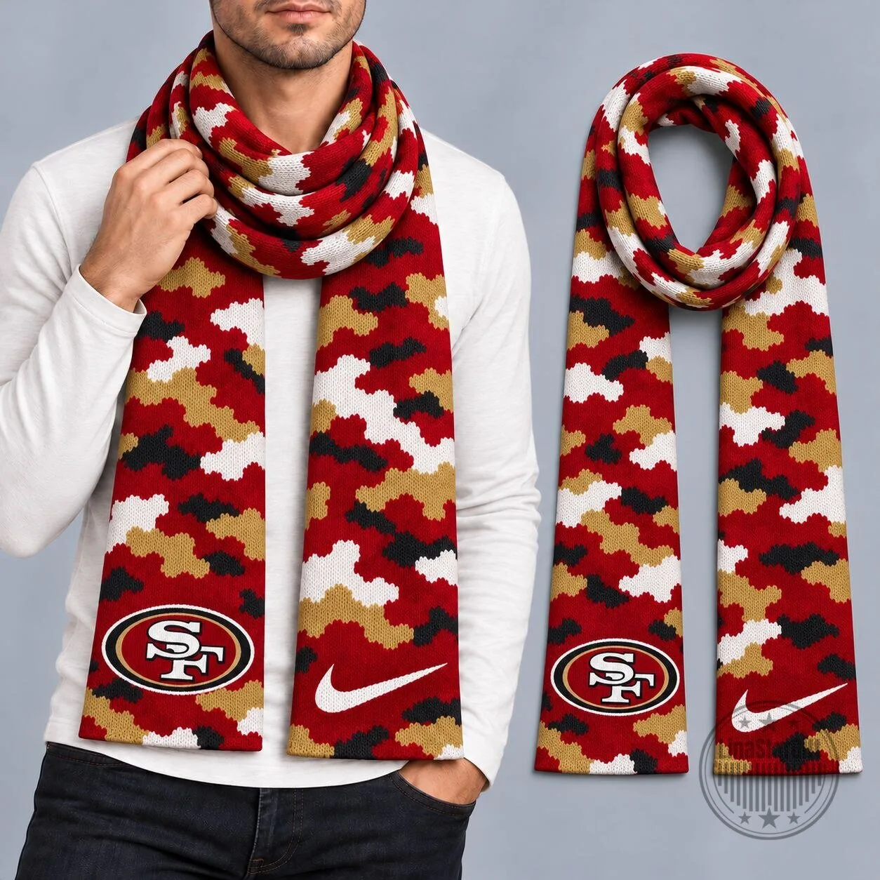 San Francisco 49ers NFL Camouflage Knit Scarf for Game Day