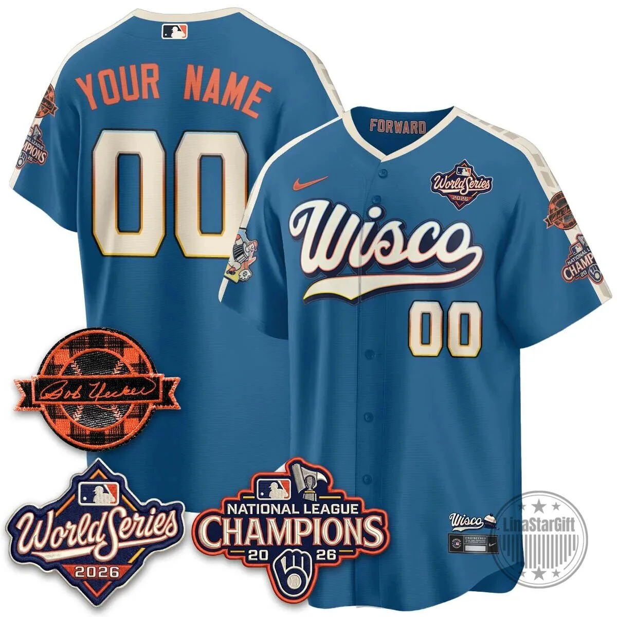 Milwaukee Brewers 2026 NL Champions Baseball Jersey featuring Bob Uecker