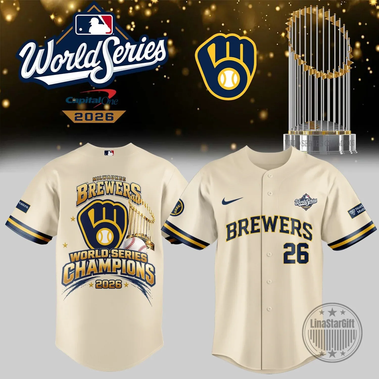 Baseball Jersey for 2026 World Series Champion Milwaukee Brewers