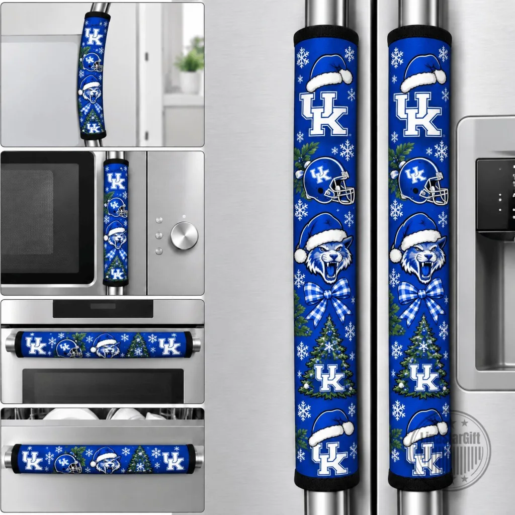 Kentucky Wildcats Christmas Football Fan Refrigerator and Appliance Door Handle Covers Kentucky Wildcats Christmas Football Fan Refrigerator and Appliance Door Handle Covers