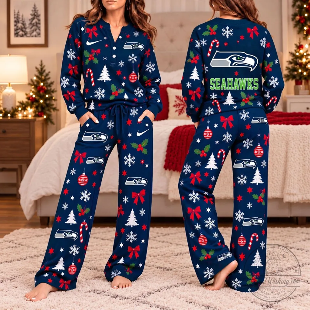 Seattle Seahawks NFL Christmas Game Day Pajamas Set for Women Seattle Seahawks NFL Christmas Game Day Pajamas Set for Women