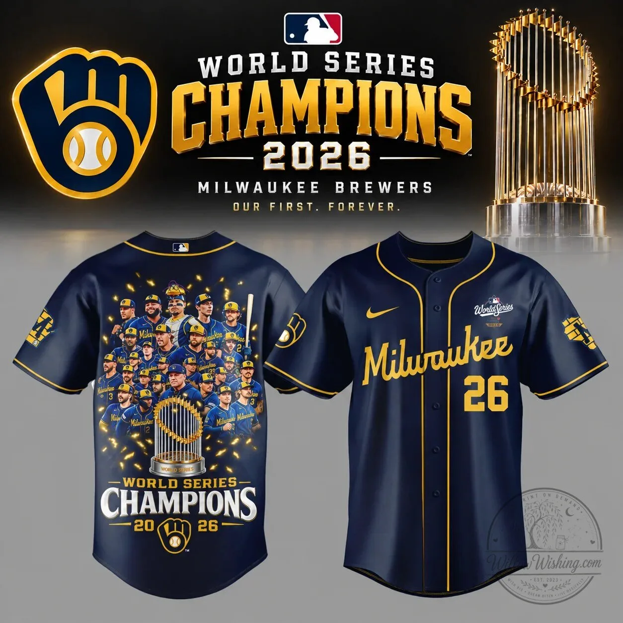 2026 World Series Champion Jersey for Milwaukee Brewers Baseball Team 3 2026 World Series Champion Jersey for Milwaukee Brewers Baseball Team