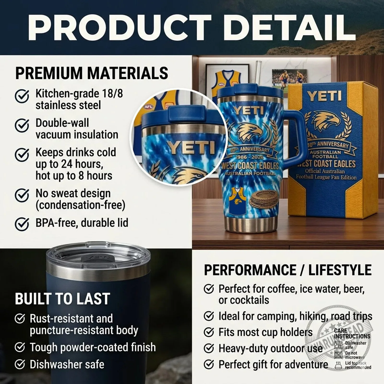 West Coast Eagles 40th Anniversary Australian Football League Fan Edition Tumbler 3 West Coast Eagles 40th Anniversary Australian Football League Fan Edition Tumbler