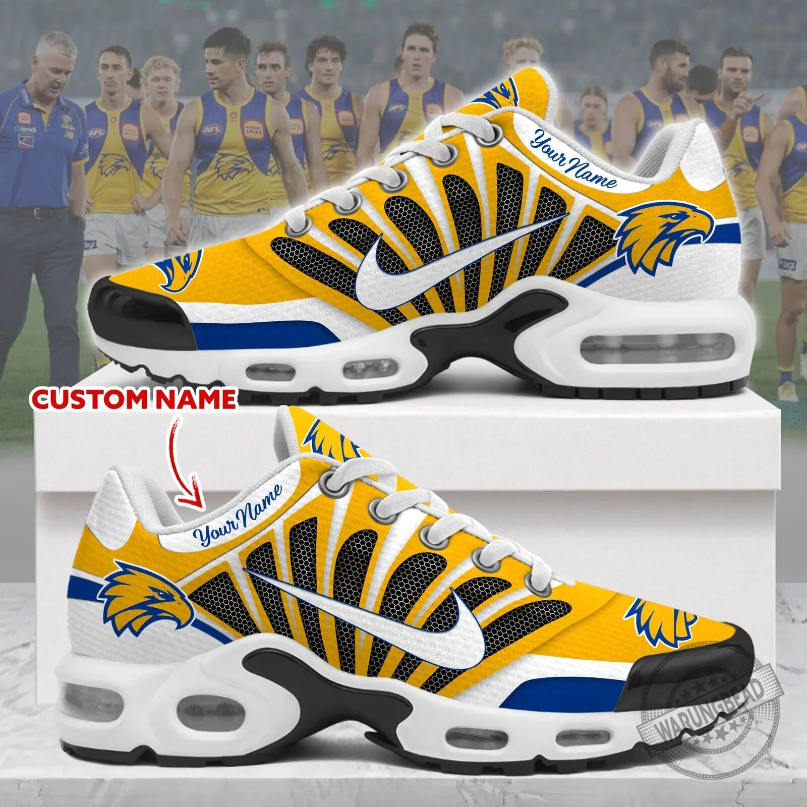 West Coast Eagles Personalized Yellow and Blue Athletic Sneakers