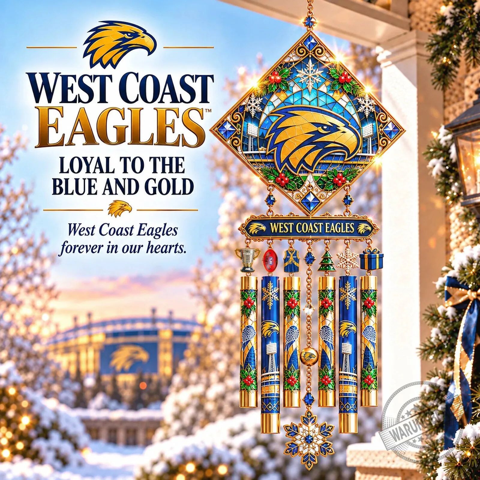 West Coast Eagles Football Team Stained Glass Style Wind Chime