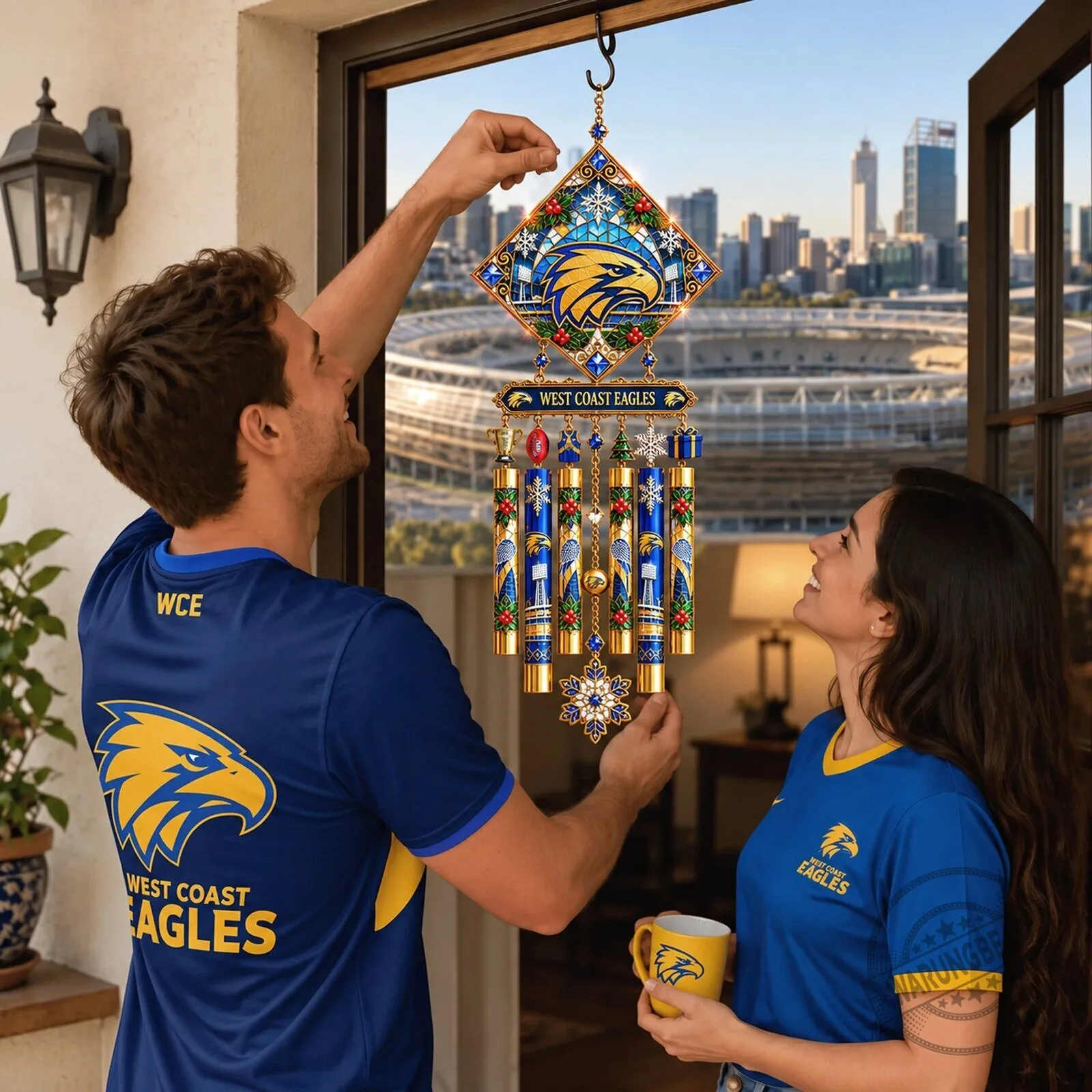 West Coast Eagles Football Team Stained Glass Style Wind Chime 4 West Coast Eagles Football Team Stained Glass Style Wind Chime