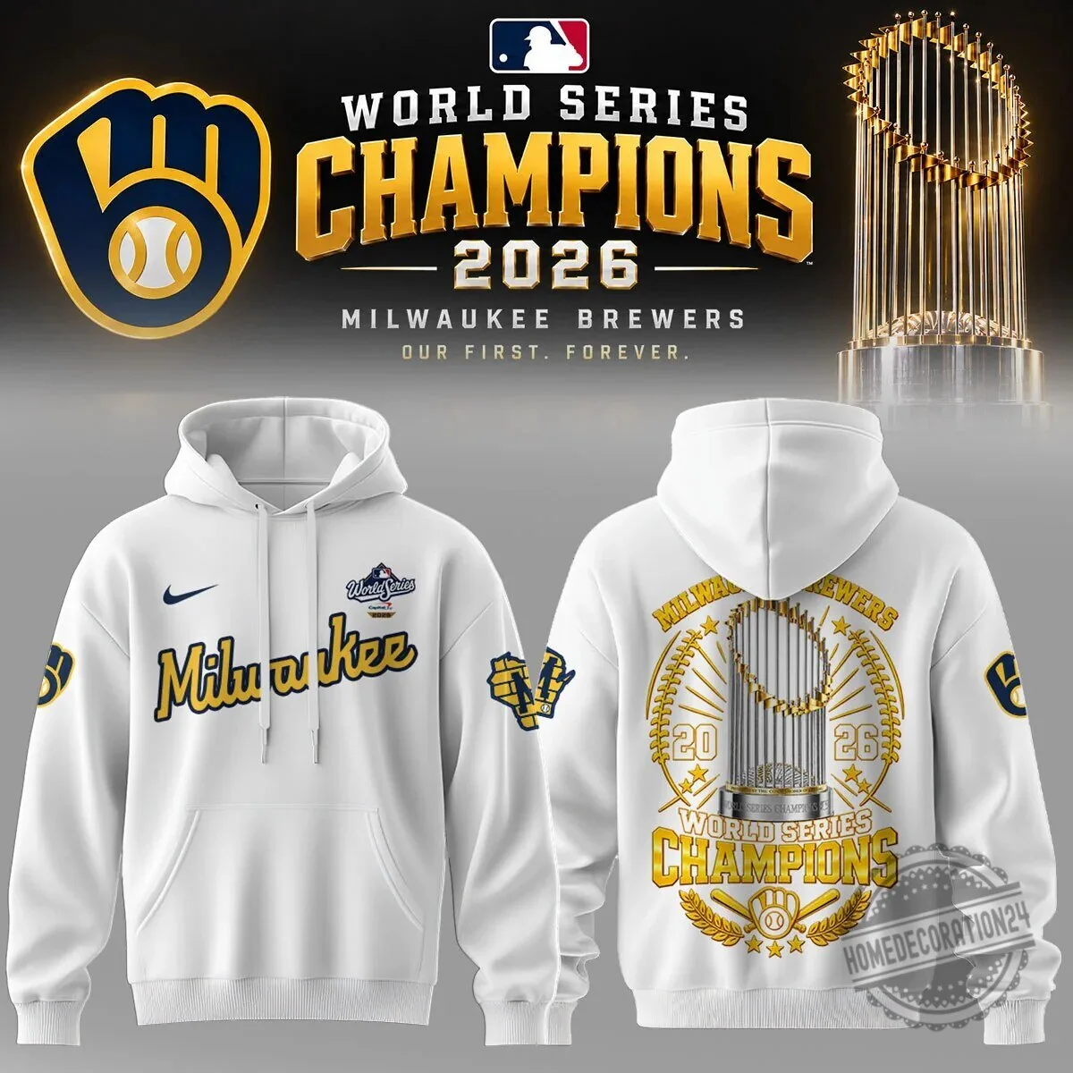 2026 World Series Champions Hoodie - Milwaukee Brewers Commemorative Apparel