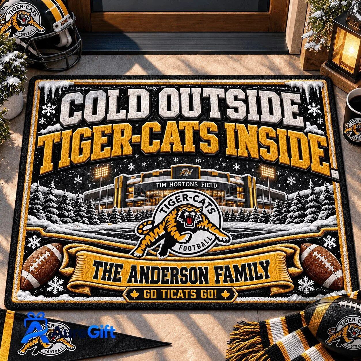 Hamilton Tiger-Cats Football Team Personalized Doormat