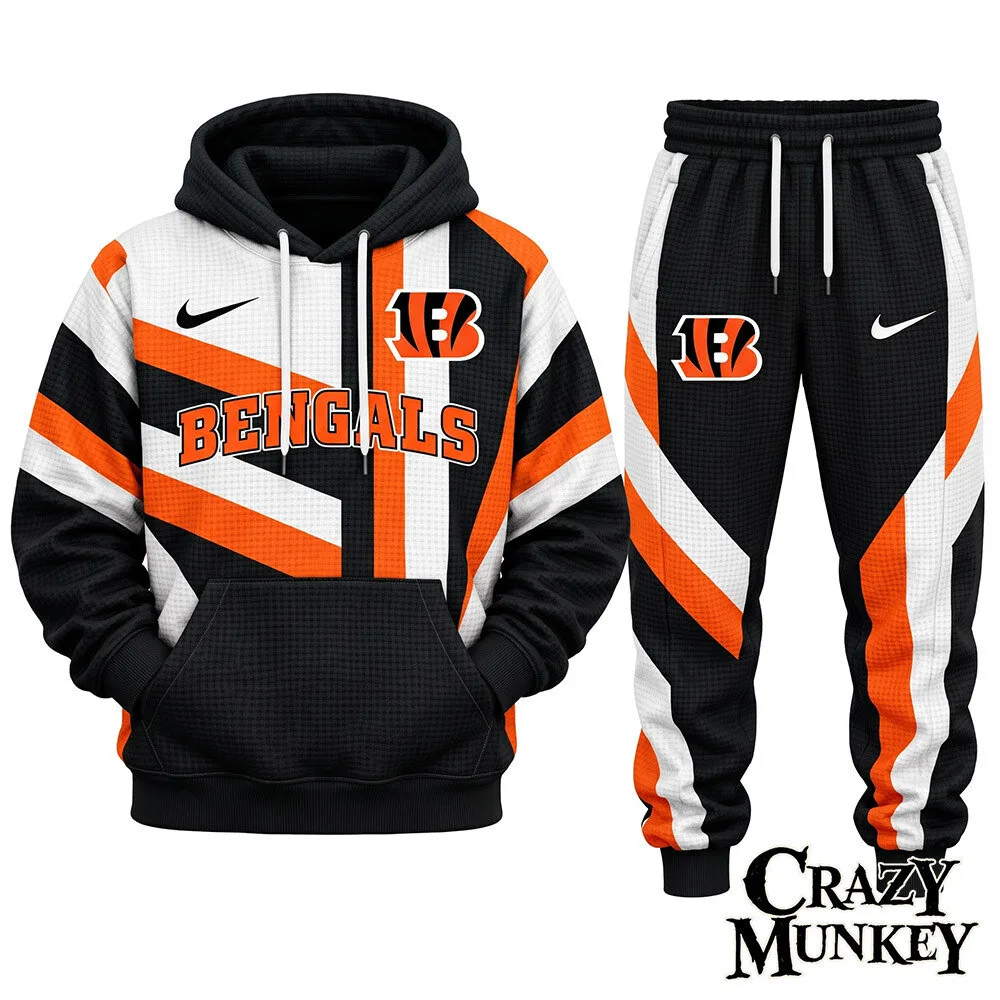 Cincinnati Bengals NFL Football Waffle Hoodie Sweatpants Set | Apparel 3 Cincinnati Bengals NFL Football Waffle Hoodie Sweatpants Set | Apparel