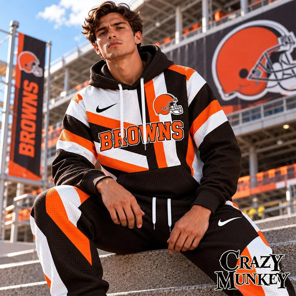 Cleveland Browns NFL Football Waffle Hoodie Sweatpants Set | Apparel