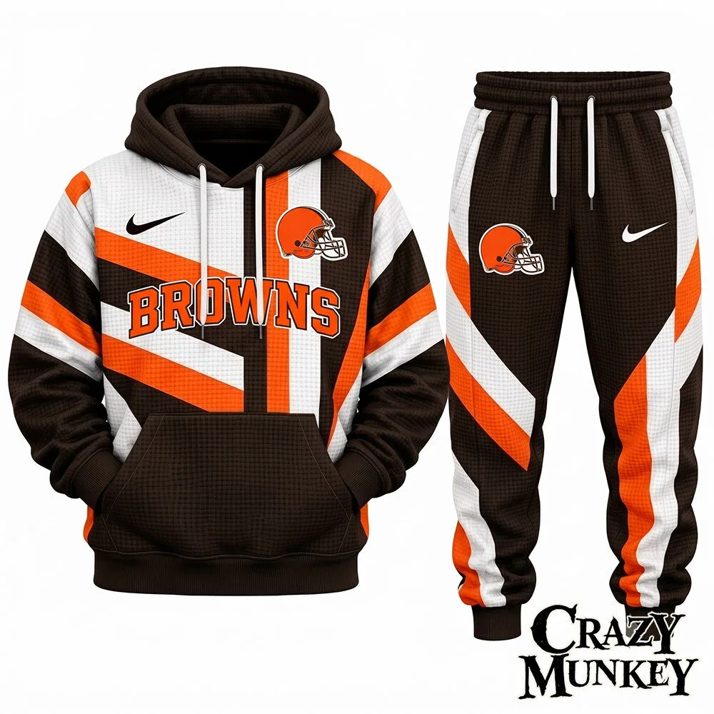 Cleveland Browns NFL Football Waffle Hoodie Sweatpants Set | Apparel 3 Cleveland Browns NFL Football Waffle Hoodie Sweatpants Set | Apparel