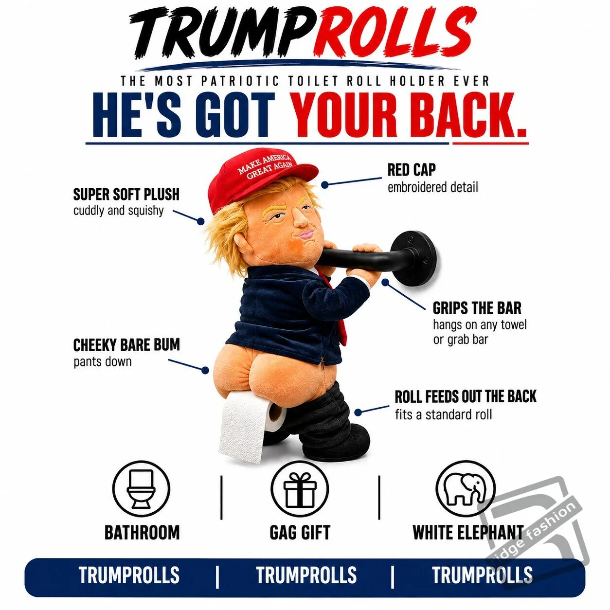 Donald Trump Toilet Paper Holder Plush 5 Donald Trump Toilet Paper Holder Plush product view