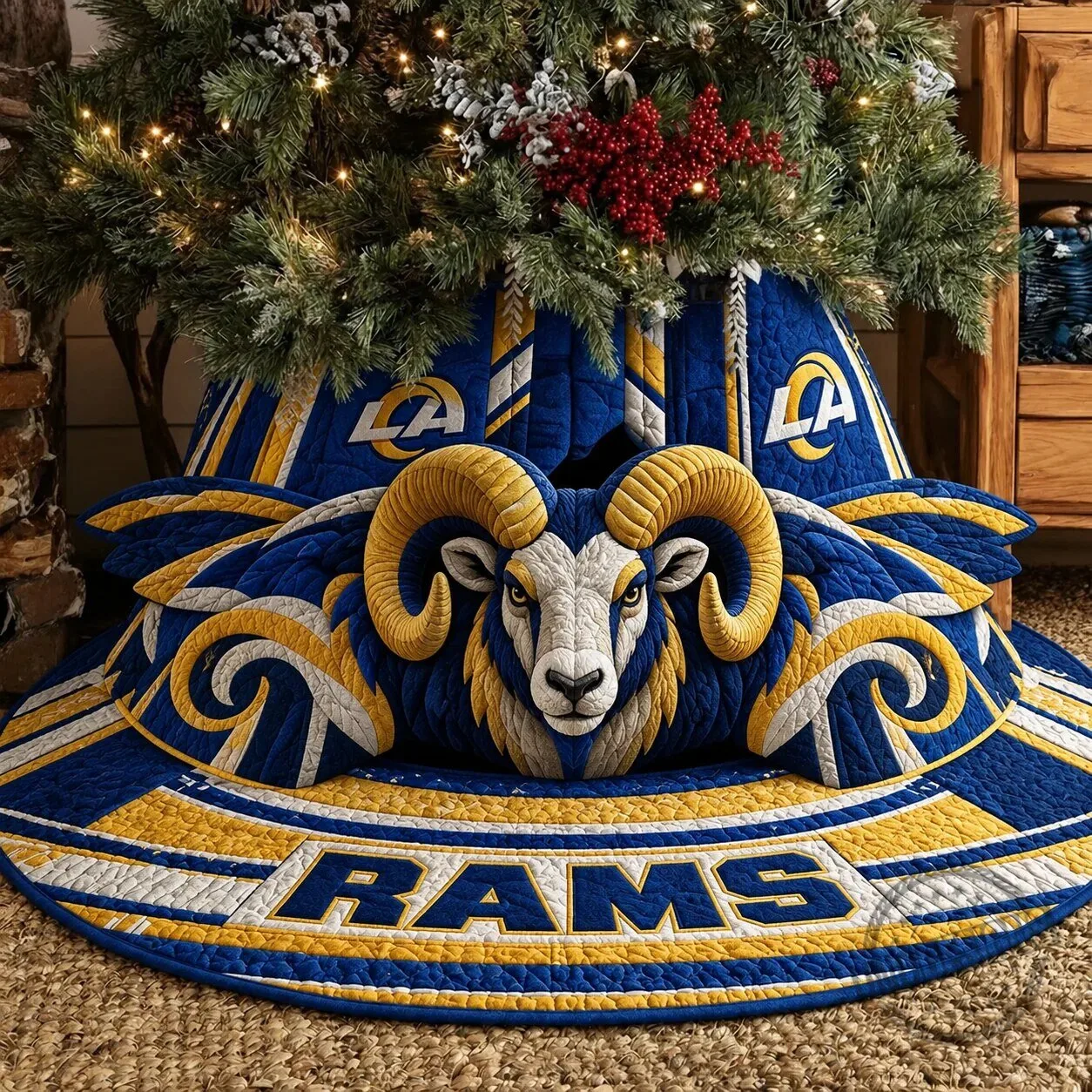 Los Angeles Rams NFL Football Team Christmas Tree Skirt Holiday Decoration 1 Los Angeles Rams NFL Football Team Christmas Tree Skirt Holiday Decoration