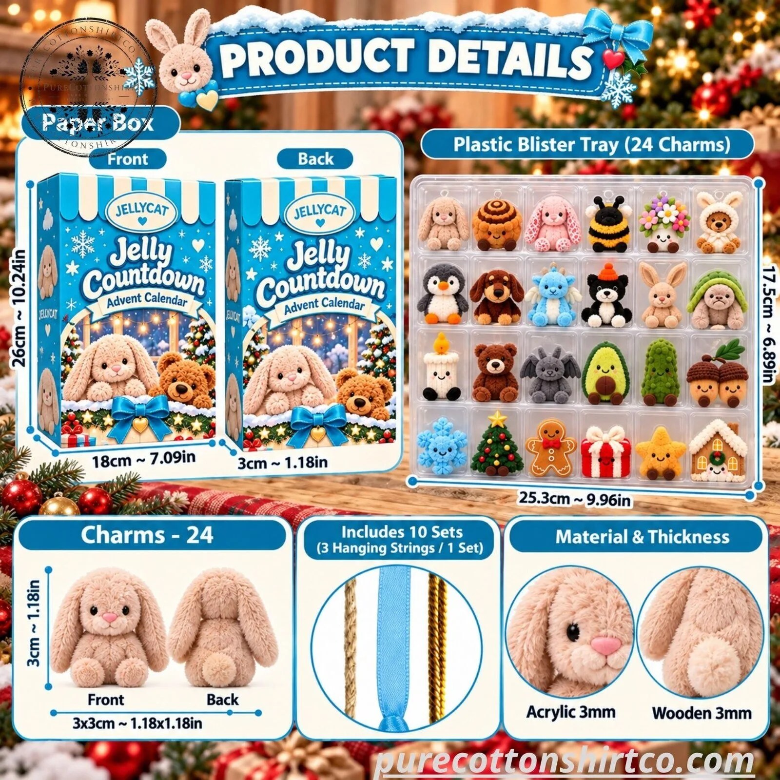 Jellycat Jelly Countdown Advent Calendar - 24 Days Ornament Blind Box Christmas Countdown Set 7 Jellycat Jelly Countdown Advent Calendar - 24 Days Ornament Blind Box Christmas Countdown Set
