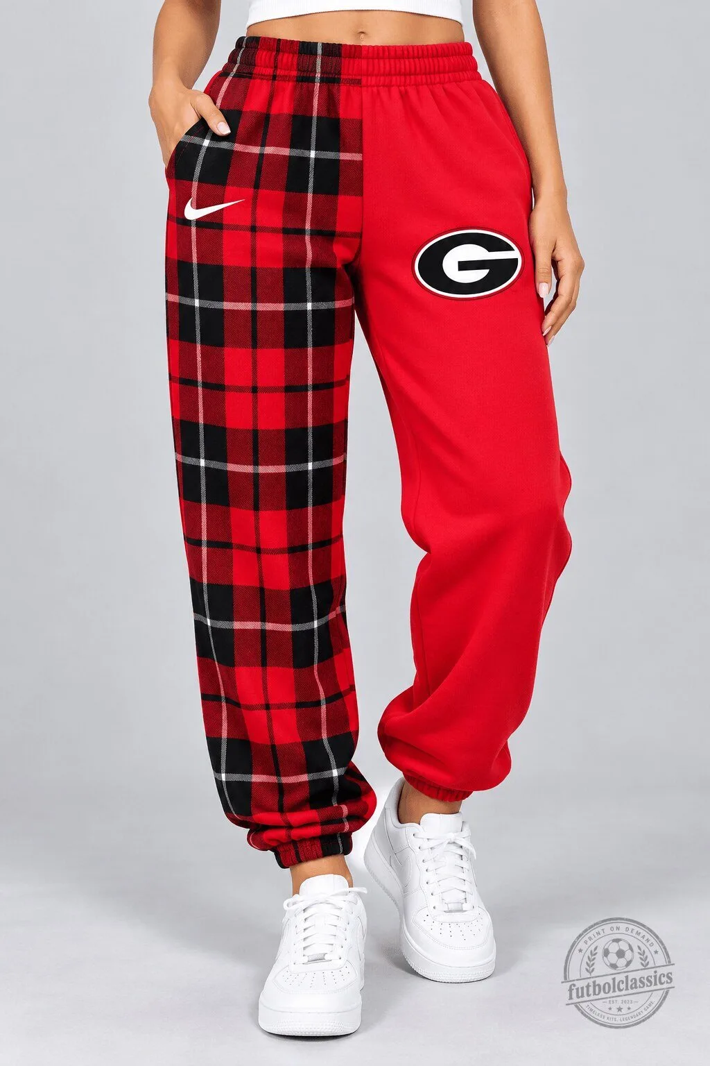 Georgia Bulldogs NCAA Plaid Split Red Jogger Sweatpants for Women 1 Georgia Bulldogs NCAA Plaid Split Red Jogger Sweatpants for Women