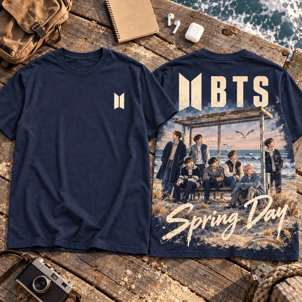 BTS Bangtan Boys Spring Day Seaside Group Portrait Premium T-Shirt 1 BTS Bangtan Boys Spring Day Seaside Group Portrait Premium T-Shirt