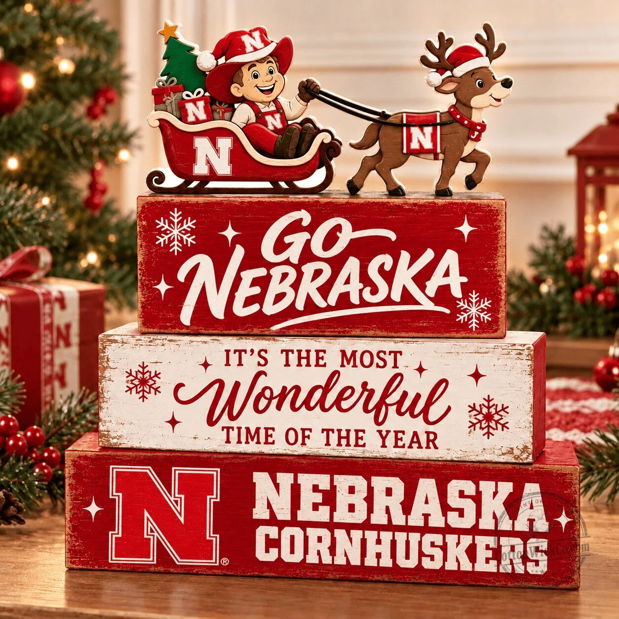 Nebraska Cornhuskers Christmas Holiday Wooden Tabletop Sign Decor 1 Nebraska Cornhuskers Christmas Holiday Wooden Tabletop Sign Decor