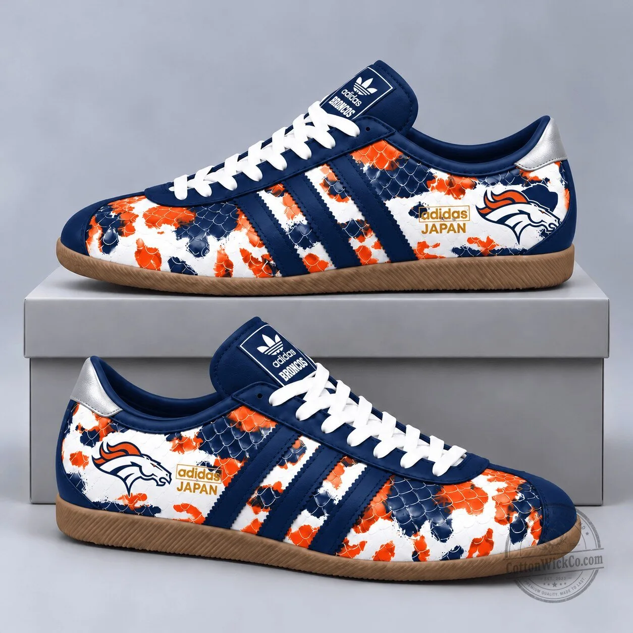 Denver Broncos NFL Japan Edition Abstract Floral Print Sneakers Shoes