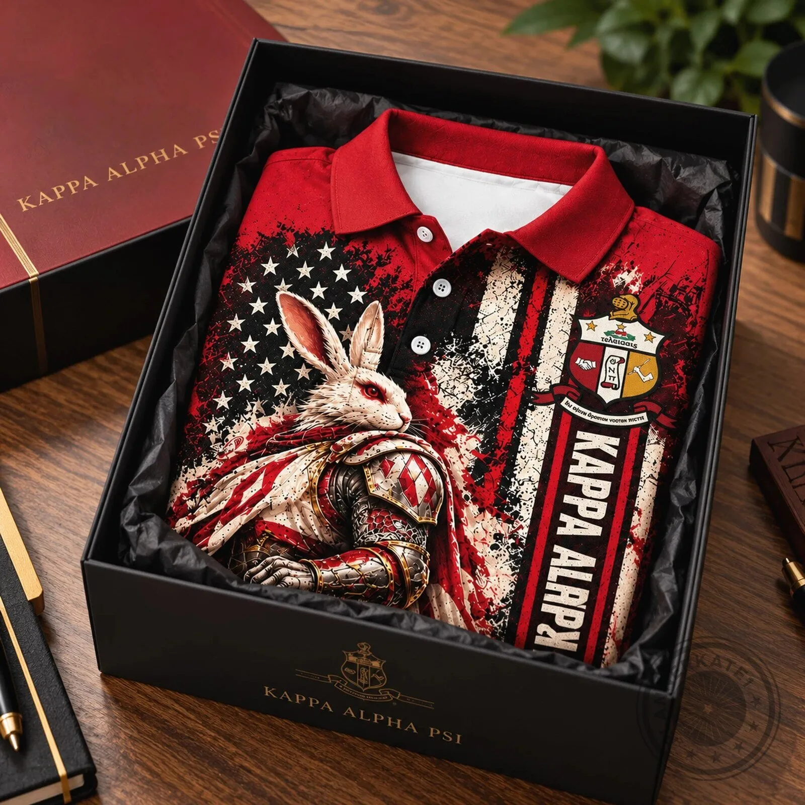 Kappa Alpha Psi American Flag Rabbit Knight Distressed Polo Shirt 5 Kappa Alpha Psi American Flag Rabbit Knight Distressed Polo Shirt