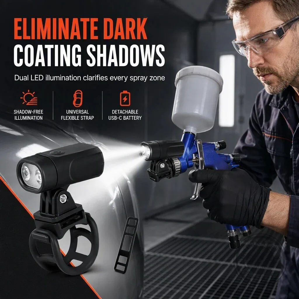 LED Spray Gun Light with Detachable USB-C Battery for Shadow-Free Illumination