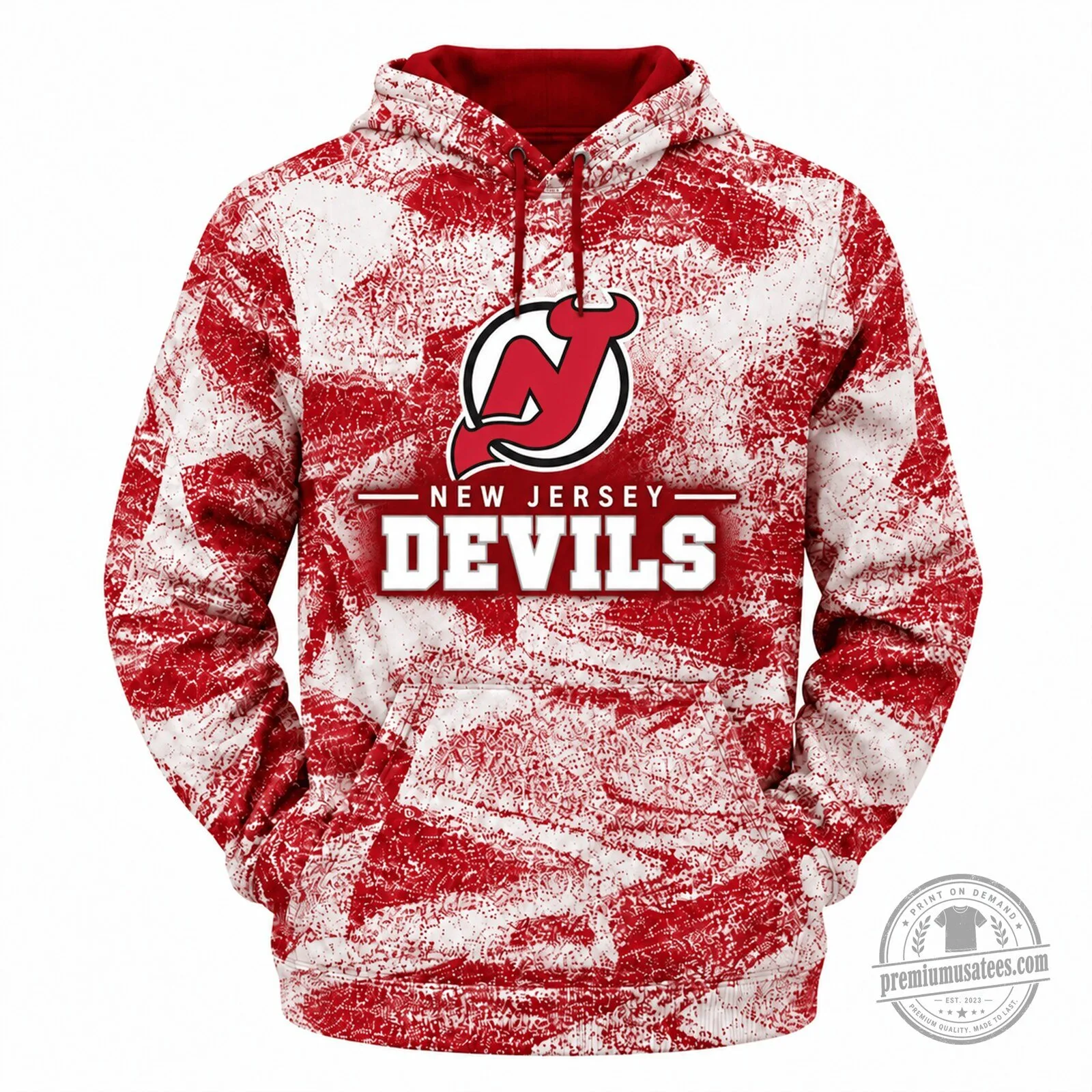 New Jersey Devils NHL Hockey Team Logo Red White Grunge Hoodie 1 New Jersey Devils NHL Hockey Team Logo Red White Grunge Hoodie