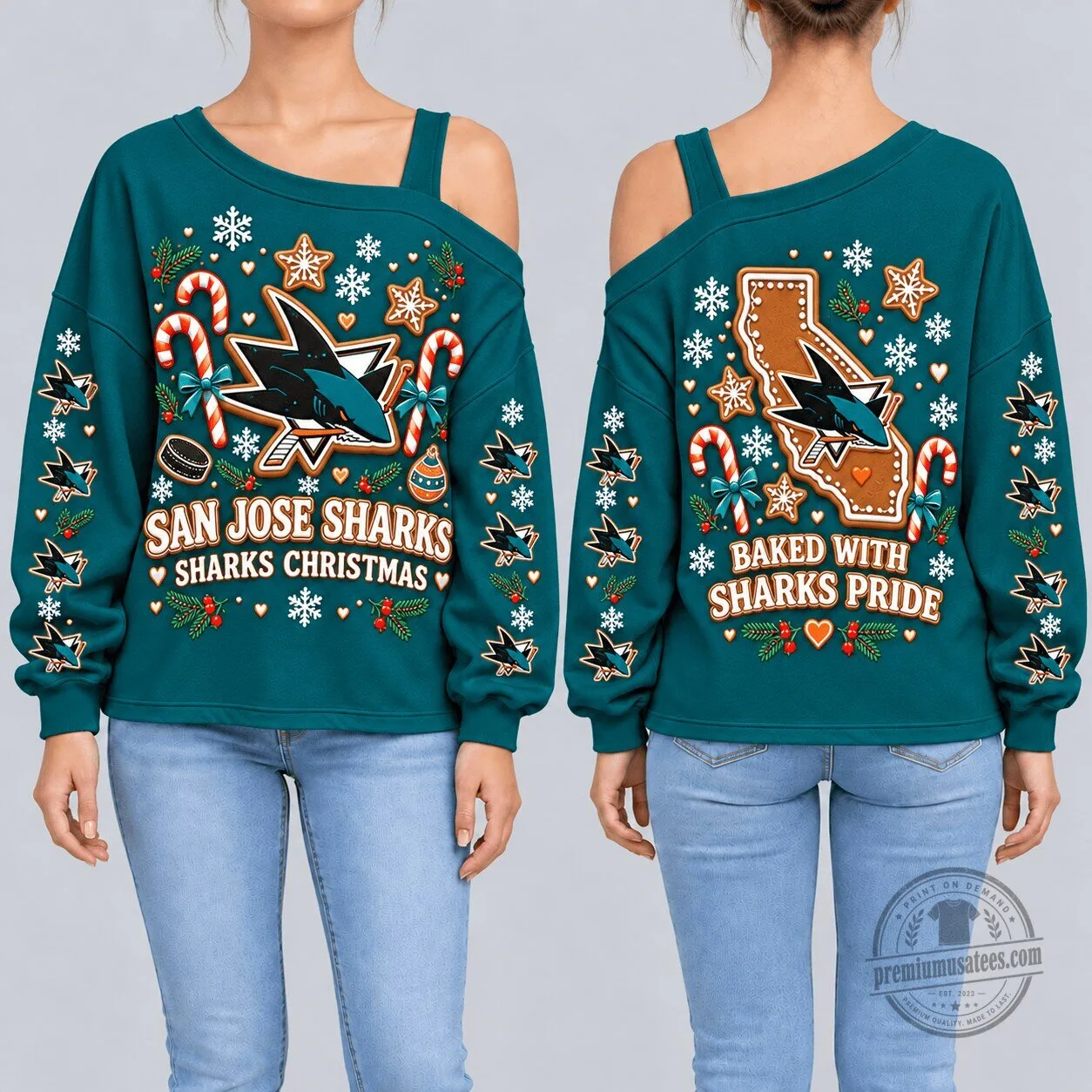 San Jose Sharks Christmas Baked With Sharks Pride Holiday Sweatshirt