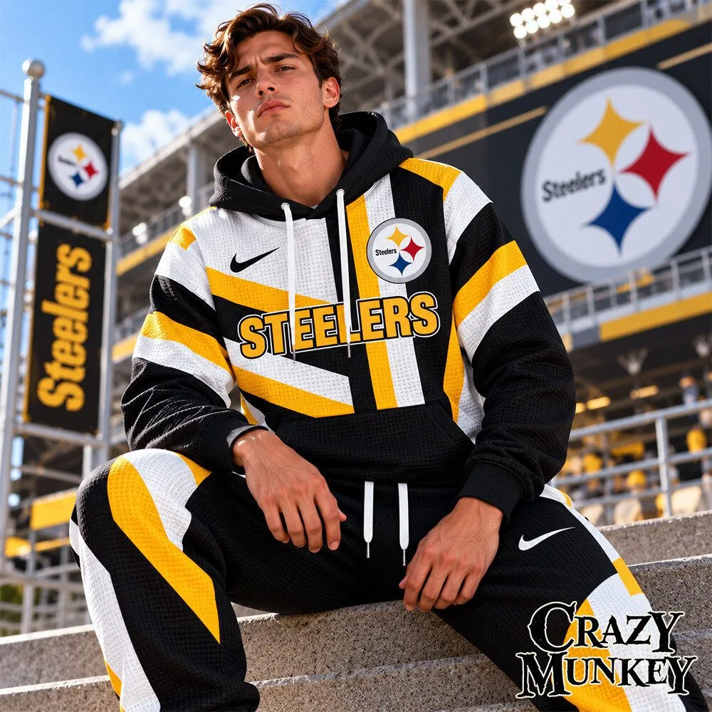 Pittsburgh Steelers NFL Football Waffle Hoodie Sweatpants Set | Apparel