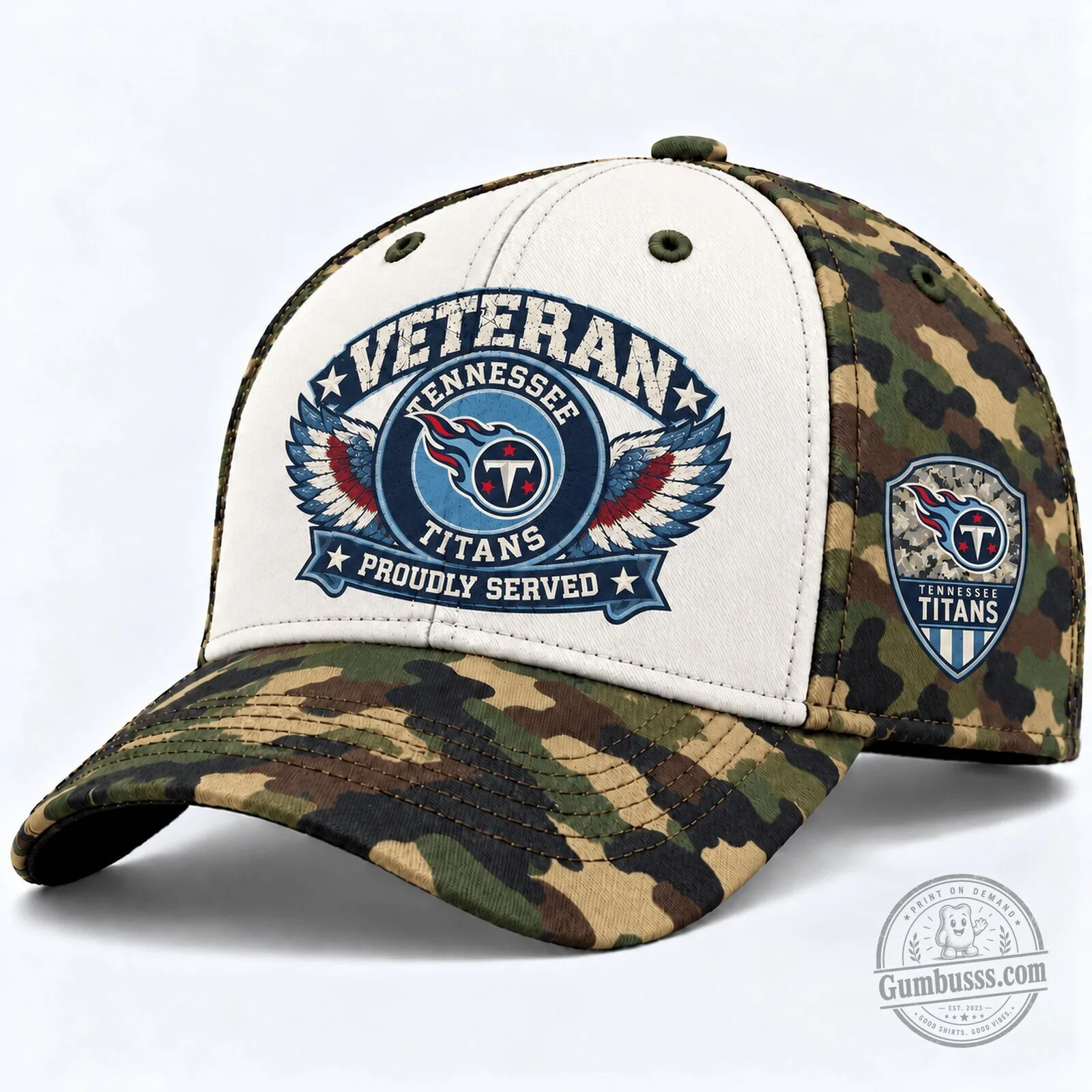 Tennessee Titans Veteran Proudly Served Camouflage Baseball Cap Hat