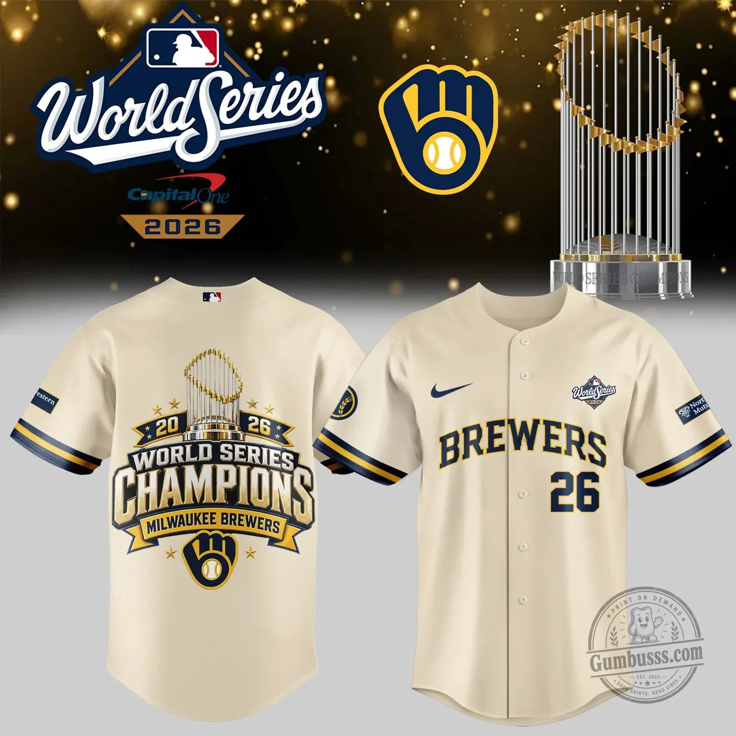 Milwaukee Brewers Baseball Jersey Celebrating 2026 World Series Championship