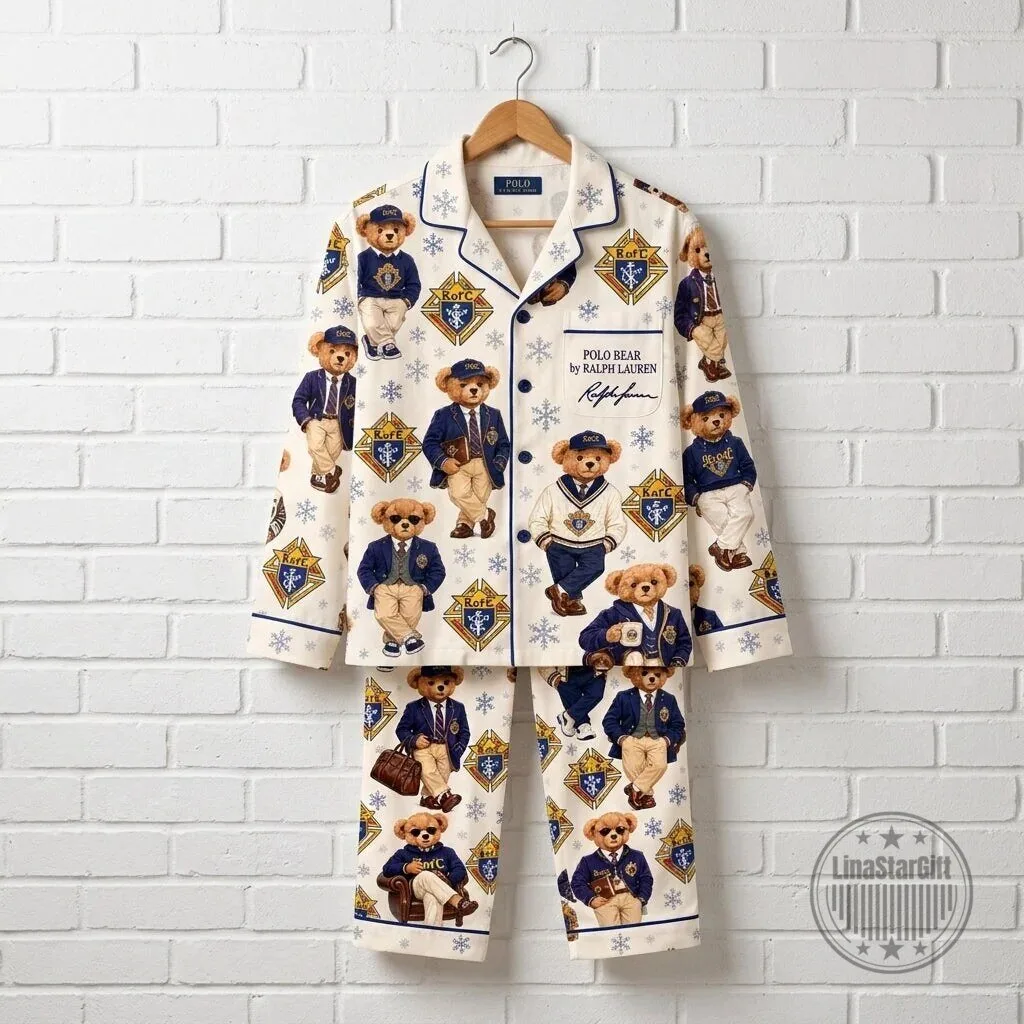 Ralph Lauren Christmas Pajamas Set featuring Polo Bear and Knights of Columbus Design 5 Ralph Lauren Christmas Pajamas Set featuring Polo Bear and Knights of Columbus Design