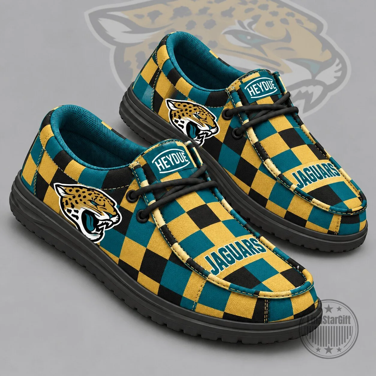 Jacksonville Jaguars NFL Bold Buffalo Check Plaid Casual Loafers Shoes