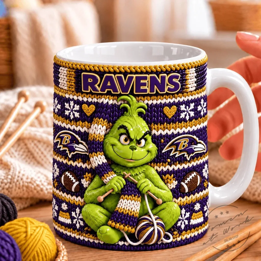 Baltimore Ravens Grinch Knitting Ugly Christmas Holiday Coffee Mug Baltimore Ravens Grinch Knitting Ugly Christmas Holiday Coffee Mug