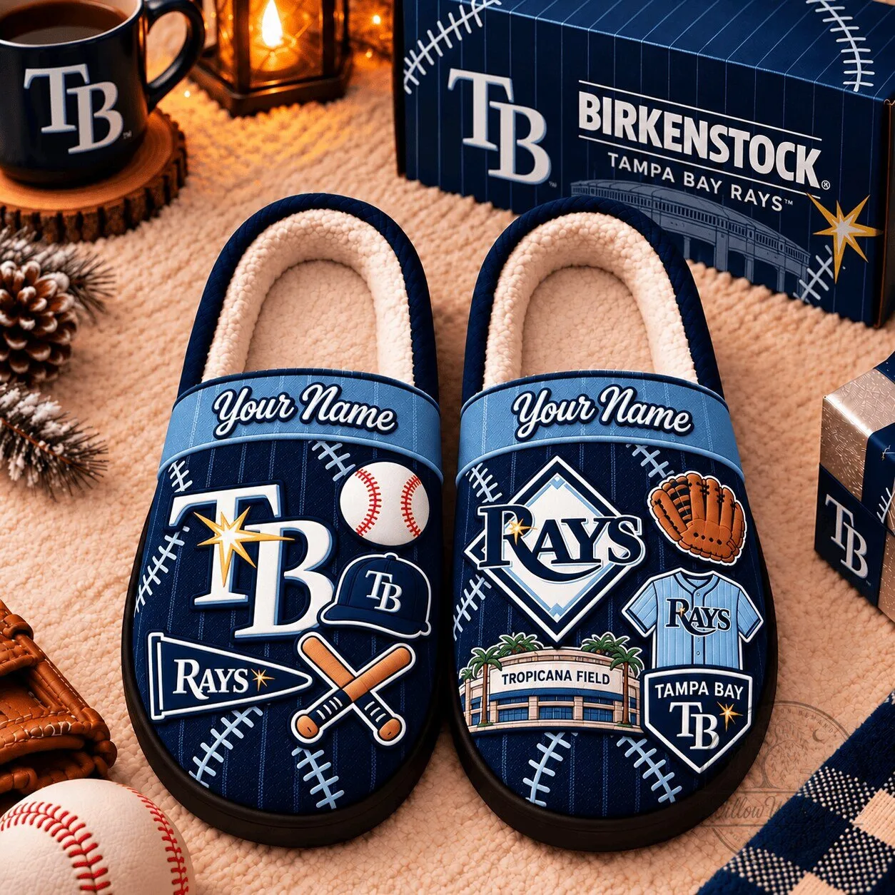 Tampa Bay Rays Personalized Name Baseball Game Day Slipper 3 Tampa Bay Rays Personalized Name Baseball Game Day Slipper
