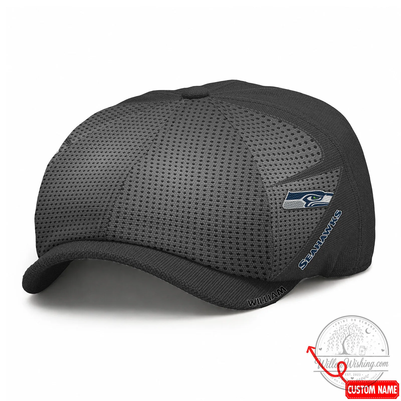 Seattle Seahawks NFL Custom Name Newsboy Cap for Football Fans 8 Seattle Seahawks NFL Custom Name Newsboy Cap for Football Fans