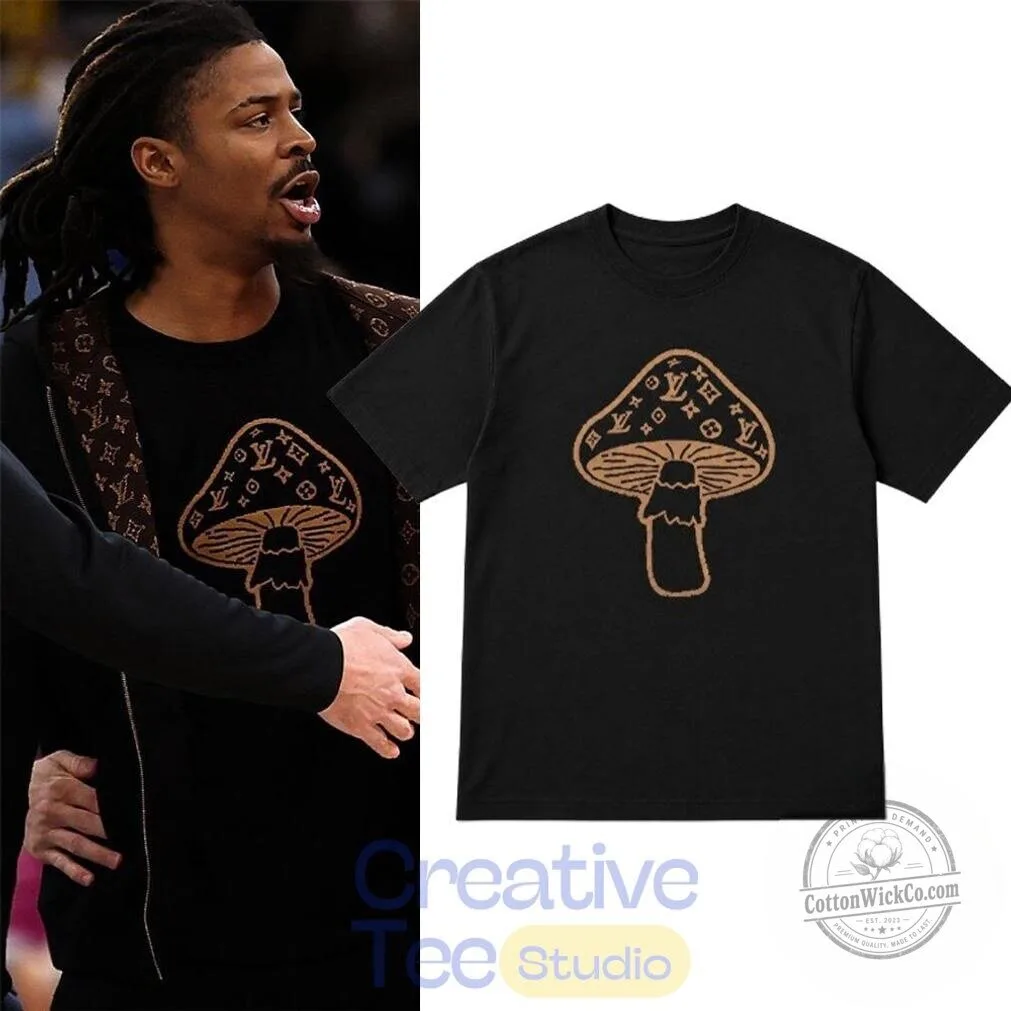 Ja Morant Louis Vuitton Mushroom Logo Black T-Shirt