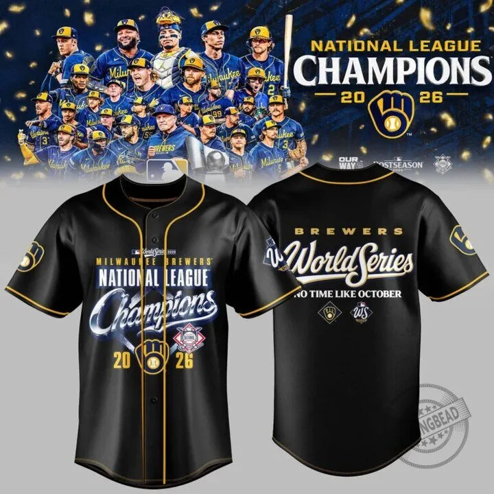 Milwaukee Brewers National League Champions 2026 Black Baseball Jersey 1 Milwaukee Brewers National League Champions 2026 Black Baseball Jersey