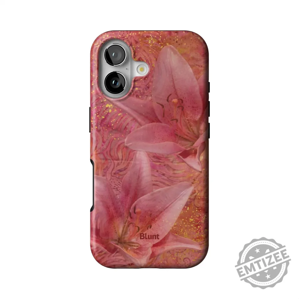 Pink Lily Floral Glitter Design iPhone Phone Case Pink Lily Floral Glitter Design iPhone Phone Case
